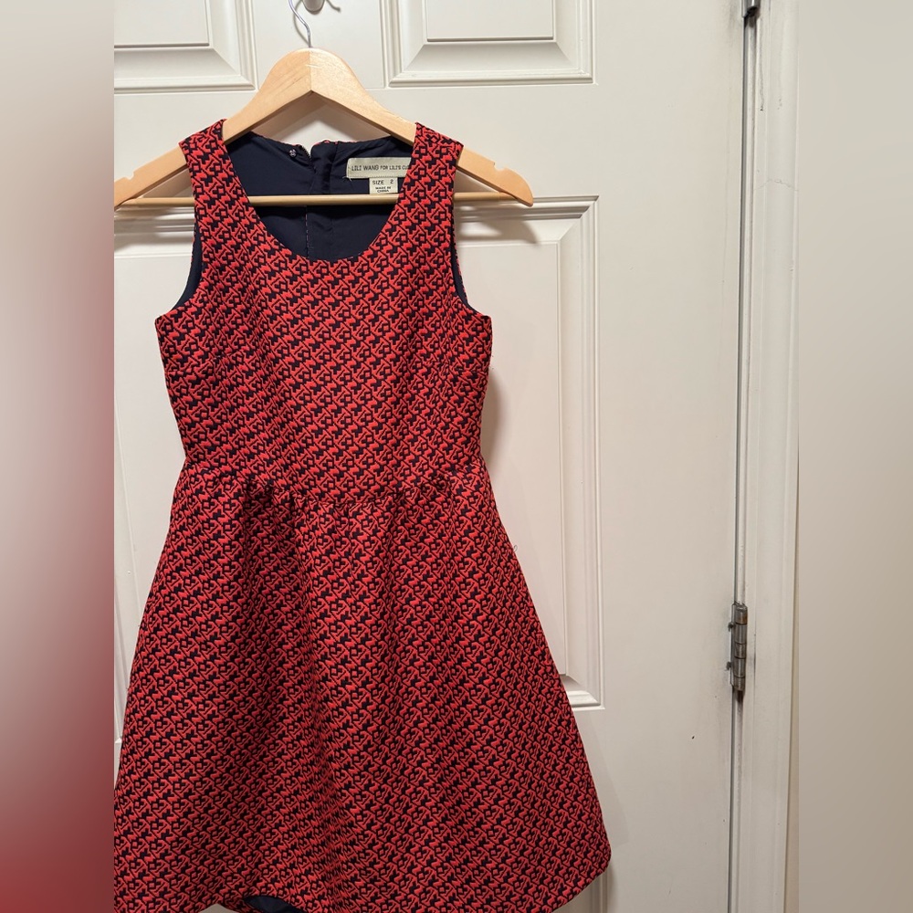 Lilli Wang for Lilli’s closet jacquard dress red and blue size 2